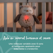 TOMMEE TIPPEE, Peluche veilleuse de luxe avec CrySensor, 6 sons apaisa