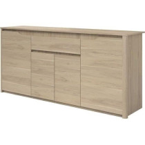 Buffet bas - Panneaux de particules - Décor chene dakota - 4 portes +