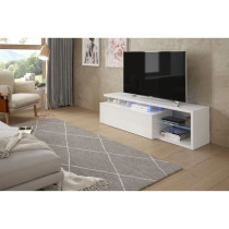 Meuble TV réversible BLUE-TECH - Mélaminé blanc laqué - 1 Porte ab