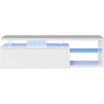 Meuble TV réversible BLUE-TECH - Mélaminé blanc laqué - 1 Porte ab