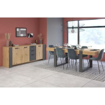 Ensemble enfilade + table LOFT - PARISOT - Chene Artisan et gris - 3 p