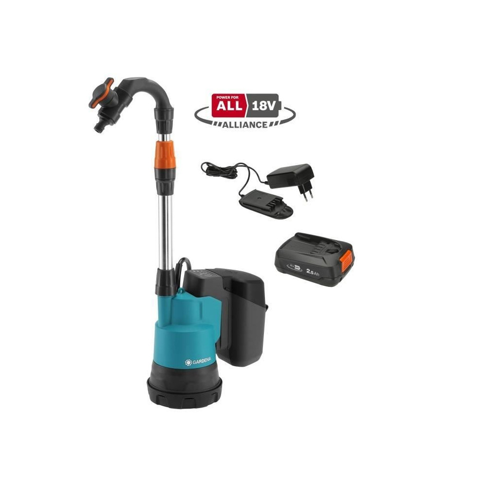 Pompe immergée pour collecteur d'eau de pluie Gardena 2000/2 18V P4A Pompe immergée pour collecteur d'eau de pluie Gardena 2000/2 18V P4A