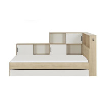 GAMI Erwan Lit enfant avec rangements - Décor blanc et châtaignier -