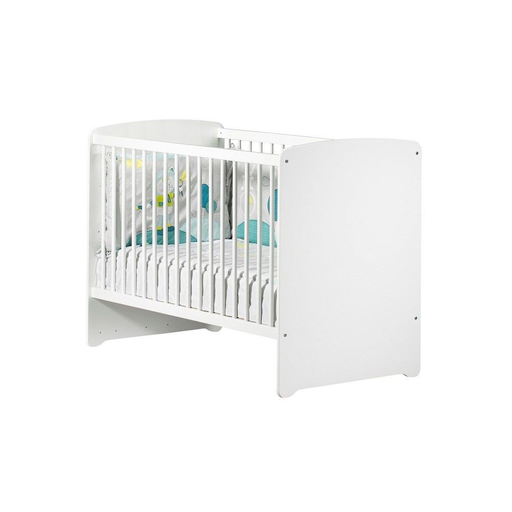 Lit bébé - 120 x 60 cm - Babyprice Basic - En bois blanc Lit bébé - 120 x 60 cm - Babyprice Basic - En bois blanc