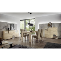 Buffet VICTORY - Décor Chene Sonoma - 3 Portes - Miroir - L 181 x P 4