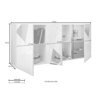 Buffet VICTORY - Décor Chene Sonoma - 3 Portes - Miroir - L 181 x P 4