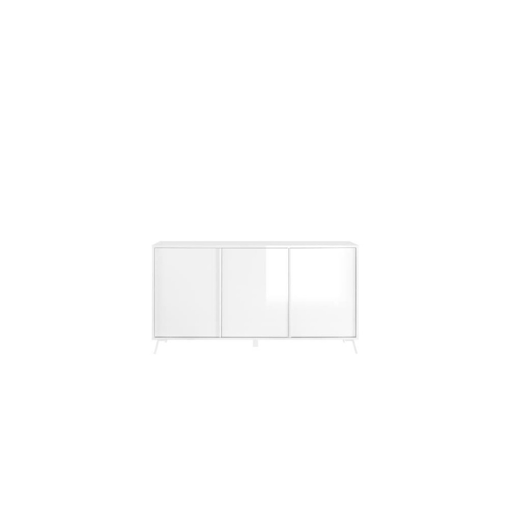 Buffet CITIZEN - Décor Blanc laqué brillant - 3 Portes - L 156 x P 4