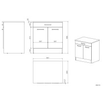 OSLO Meuble Bas 2 portes + 2 tiroirs + plan - Blanc - L 80 x P 60 x H