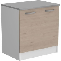 OSLO Meuble Bas 2 portes + plan - Décor Chene Jackson - L 80 x P 60 x