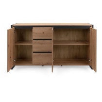 DENVER Buffet 3 portes 3 tiroirs - Décor chene artisan / Anthracite -