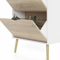 Meuble a chaussures - Blanc / Chene - 12 paires - Pietement évasé en