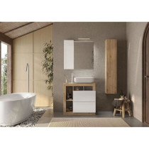 Ensemble Meuble salle de bain HAMBOURG L78 - Vasque + 2 Tiroirs + 3 ni