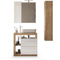 Ensemble Meuble salle de bain HAMBOURG L78 - Vasque + 2 Tiroirs + 3 ni