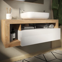 Ensemble Meuble salle de bain HAMBOURG L110 - Vasque + 2 Tiroirs + 3 n