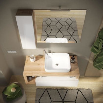 Ensemble Meuble salle de bain HAMBOURG L110 - Vasque + 2 Tiroirs + 3 n