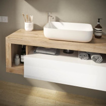 Ensemble Meuble salle de bain HAMBOURG L110 - Vasque + 2 Tiroirs + 3 n