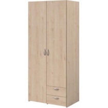 Armoire VARIA - Décor chene et blanc - 2 portes - 2 tiroirs - 80,7 x