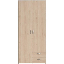 Armoire VARIA - Décor chene et blanc - 2 portes - 2 tiroirs - 80,7 x