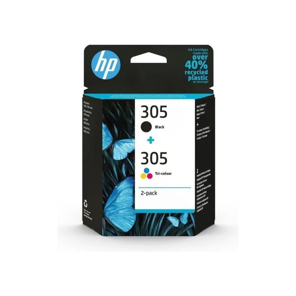 HP 305 Pack de 2 Cartouches d'Encre Noire et Trois Couleurs Authentiqu