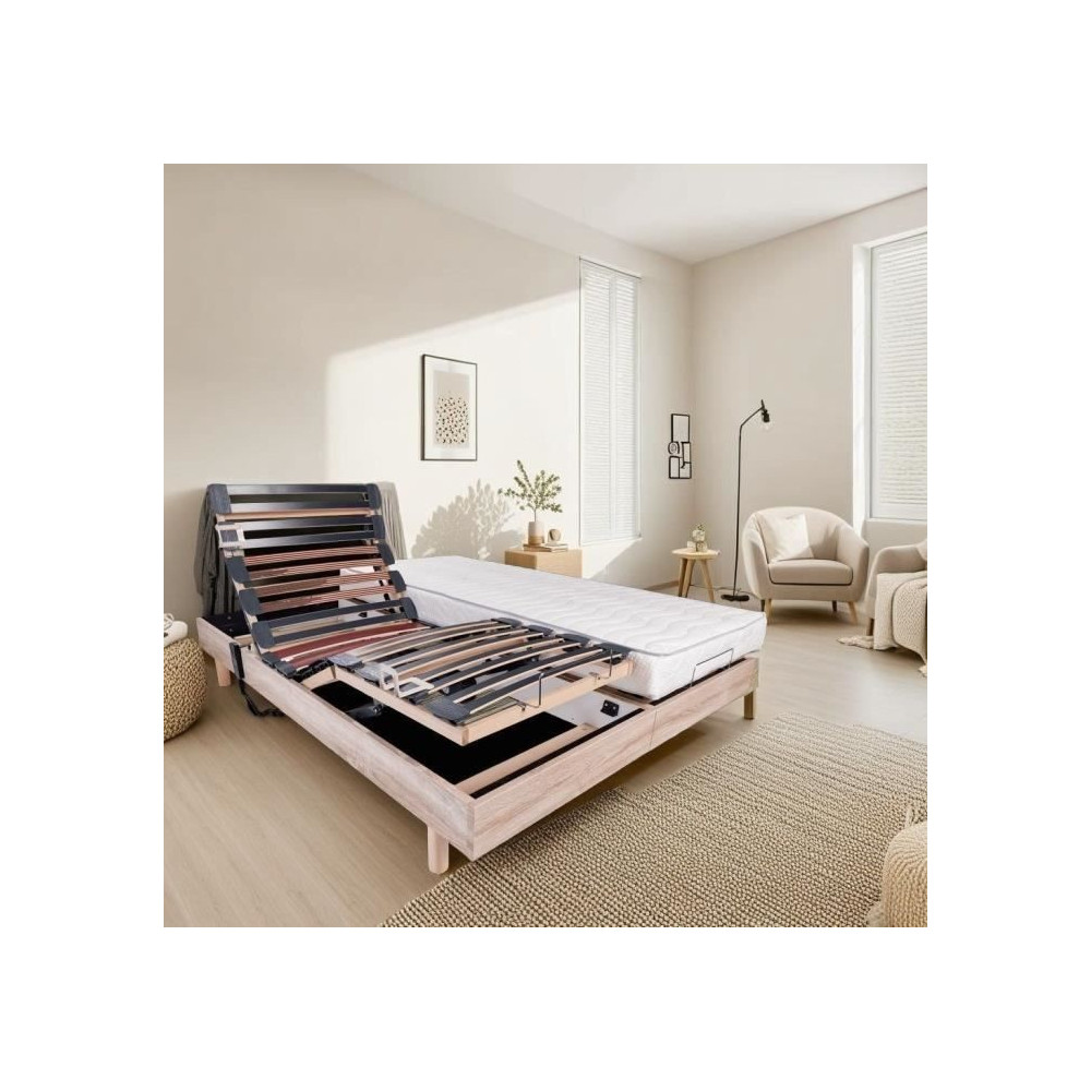 Ensemble relaxation matelas + sommiers électriques 2x80x200cm - Mouss