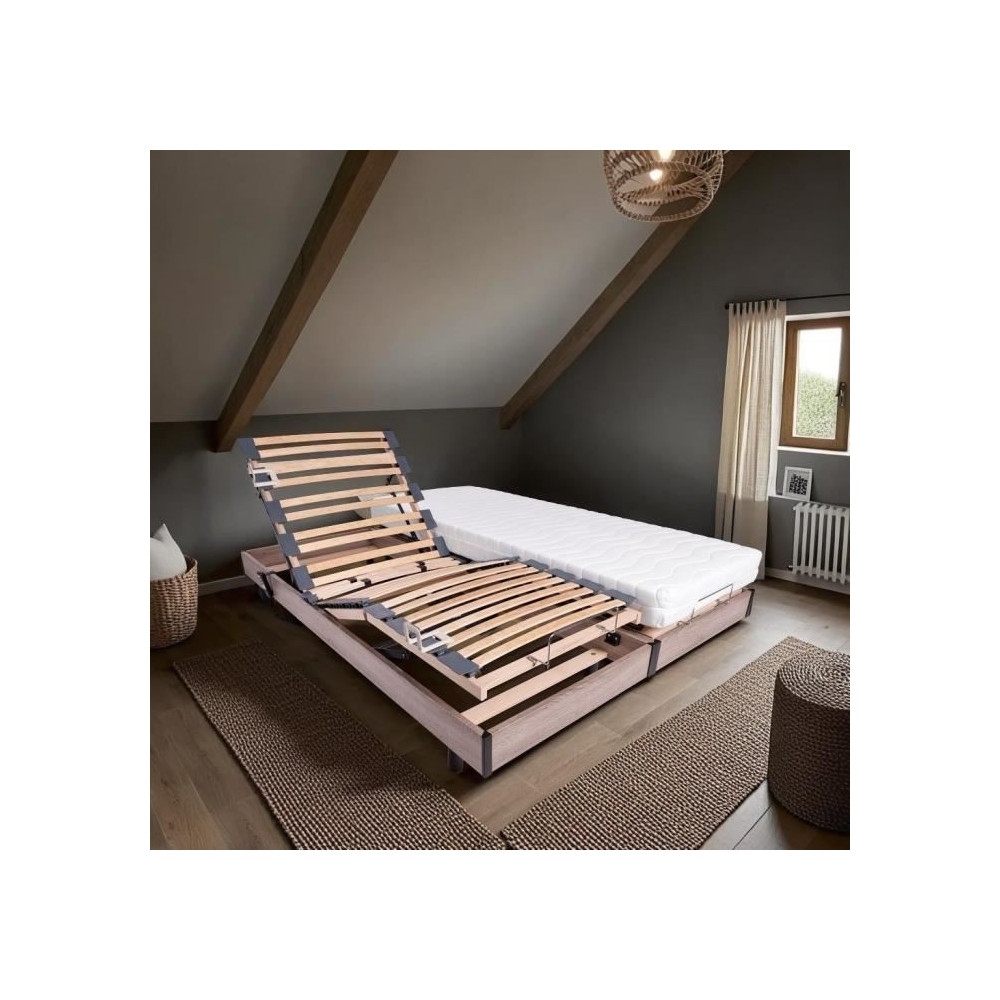 Ensemble relaxation matelas + sommiers électriques 2x70x190 - Mousse