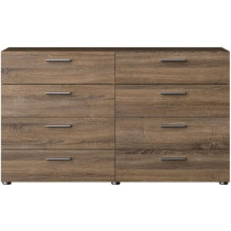 Commode NASH 8 tiroirs - Décor Noir et Chene truffe - L 140 x P 40 x