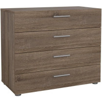 Commode NASH 4 tiroirs - Décor Chene Truffe - L 80 x P 40 x H 68,5 cm