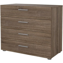 Commode NASH 4 tiroirs - Décor Chene Truffe - L 80 x P 40 x H 68,5 cm