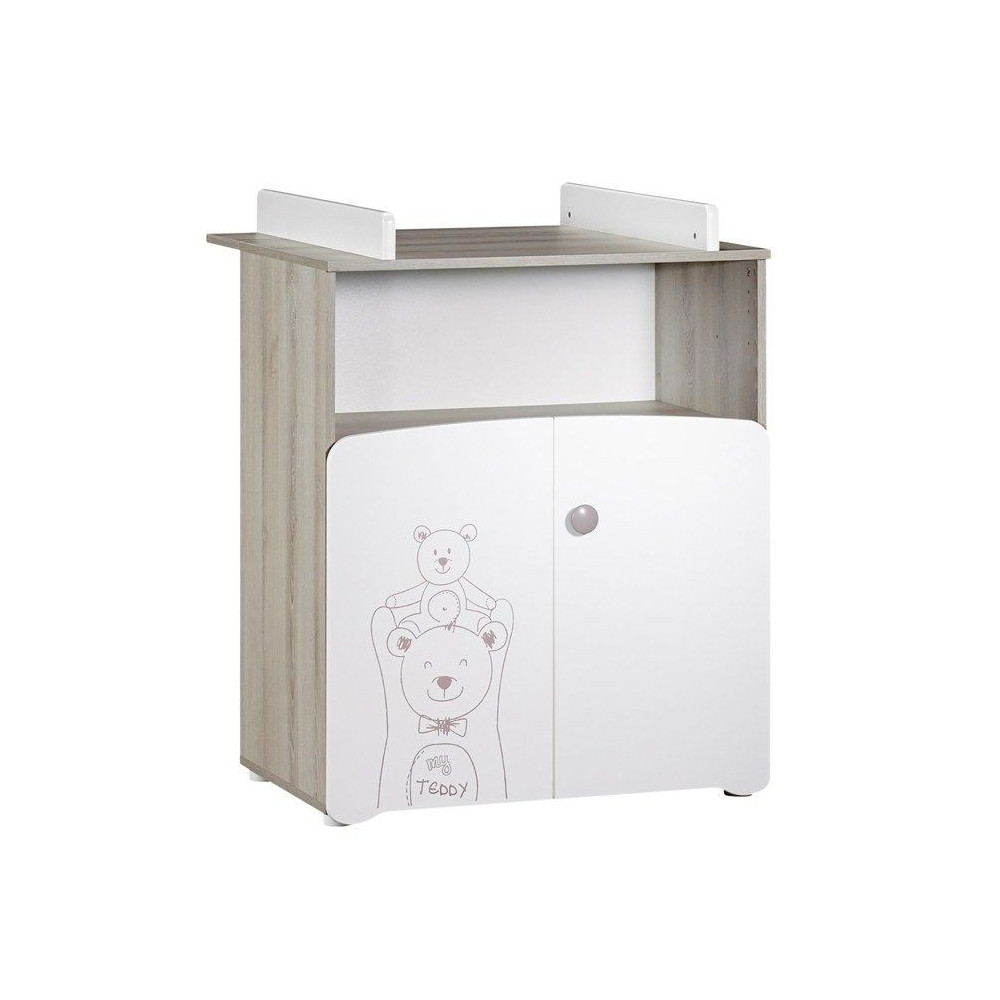 Commode a langer - Babyprice - Teddy - En bois blanc - Sérigraphie ou