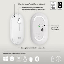 Souris Logitech Pebble Mouse 2 M350s souris fine sans fil Bluetooth, p