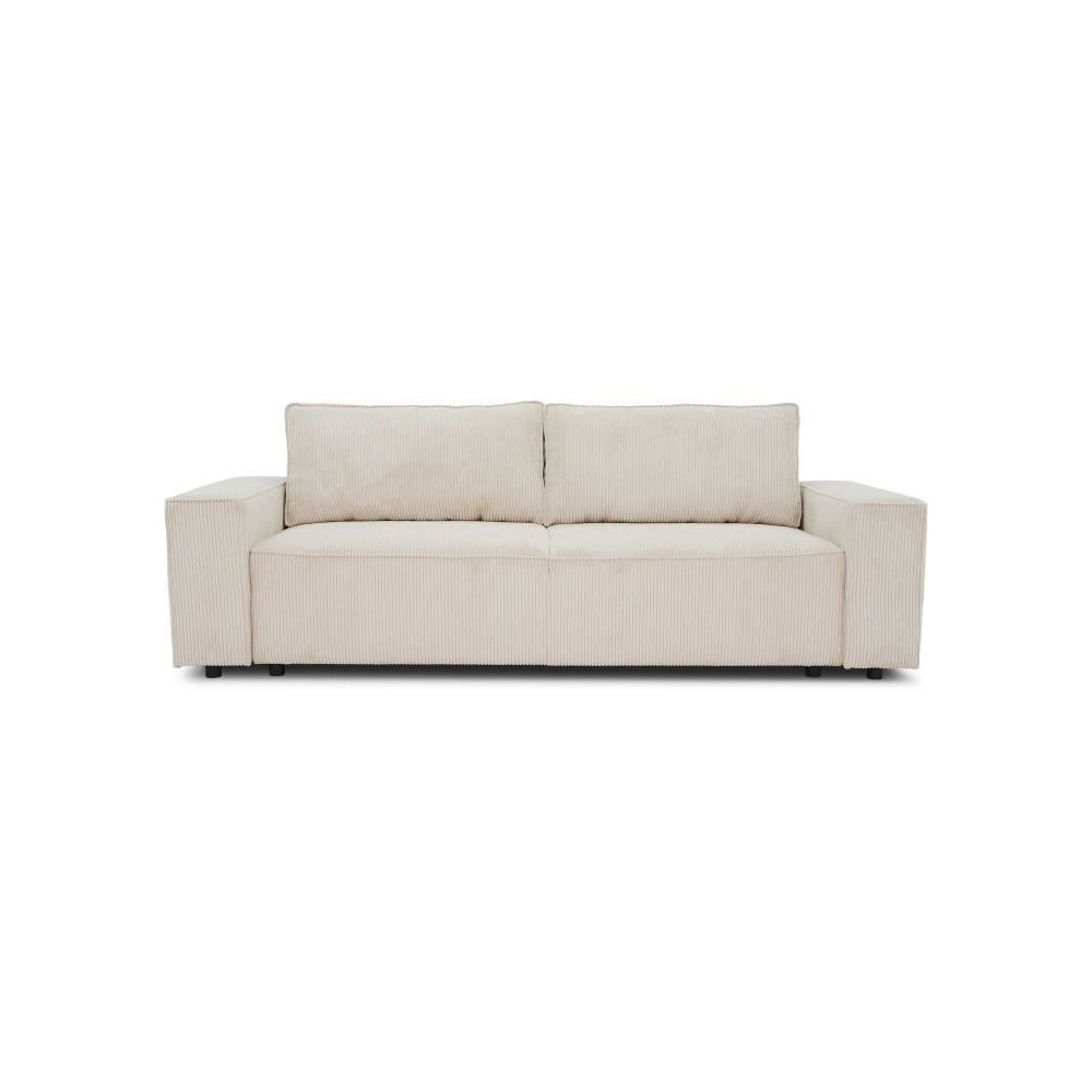 Canapé droit convertible 3 places JOSH - velours côtelé beige - Cof