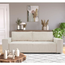 Canapé droit convertible 3 places JOSH - velours côtelé beige - Cof