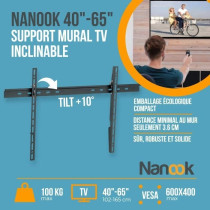 NANOOK Support Mural inclinable pour téléviseurs de 40-65 Pouces- So