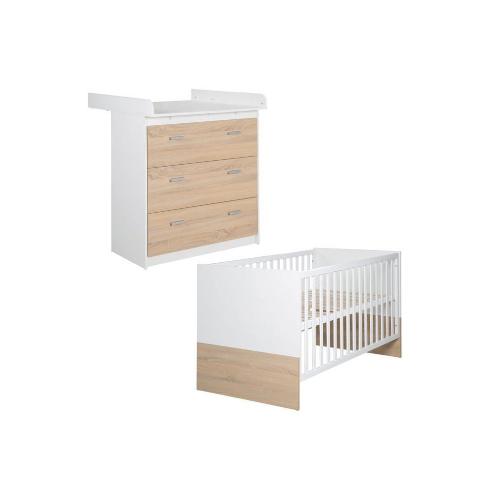 Chambre Bébé Duo ROBA - Gabriella - Lit Évolutif 70x140 + Commode a