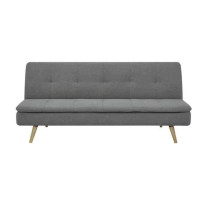 Clic clac 3 places - Tissu Gris - Pieds bois naturel - L 179 x P 85 x
