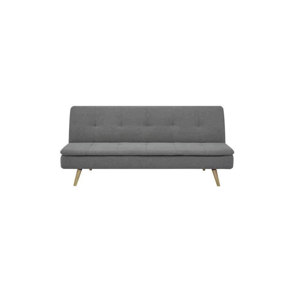 Clic clac 3 places - Tissu Gris - Pieds bois naturel - L 179 x P 85 x