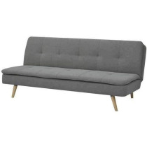 Clic clac 3 places - Tissu Gris - Pieds bois naturel - L 179 x P 85 x