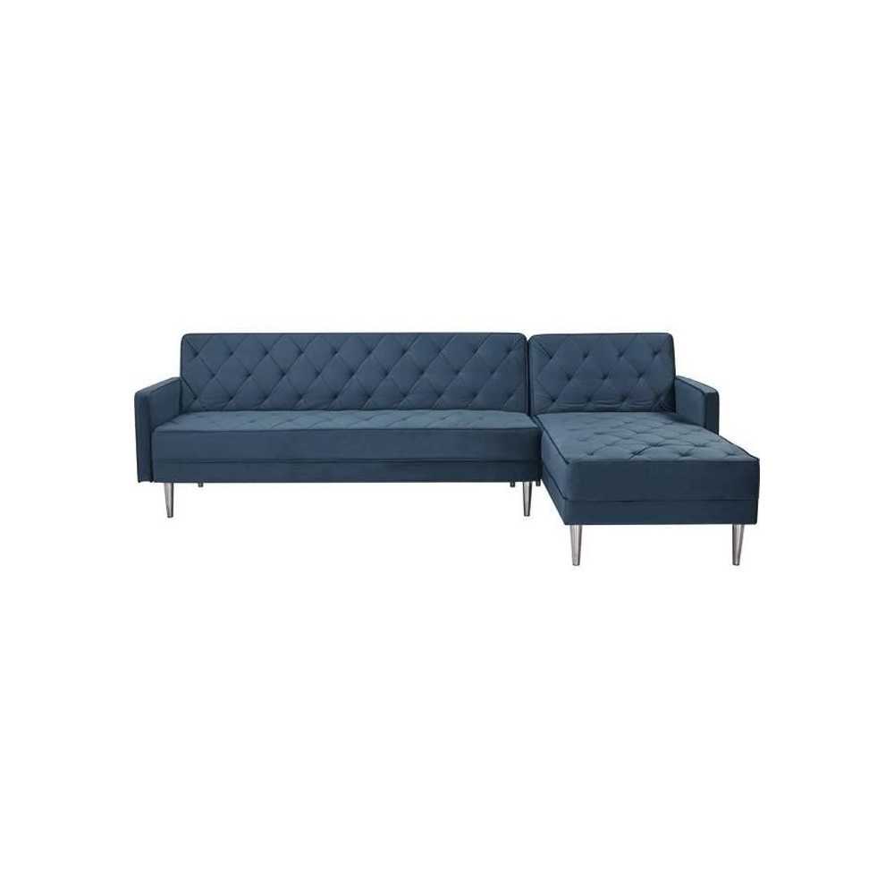Canapé d'angle 3 places réversible ISTANA -Velours Bleu - L 286 x P