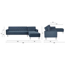 Canapé d'angle 3 places réversible ISTANA -Velours Bleu - L 286 x P