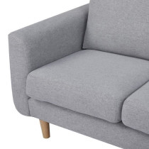Canapé d‘angle reversible - Tissu gris clair avec piétement en boi