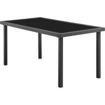 Ensemble repas de jardin - table en verre trempé et 6 chaises en rés