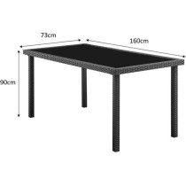 Ensemble repas de jardin - table en verre trempé et 6 chaises en rés