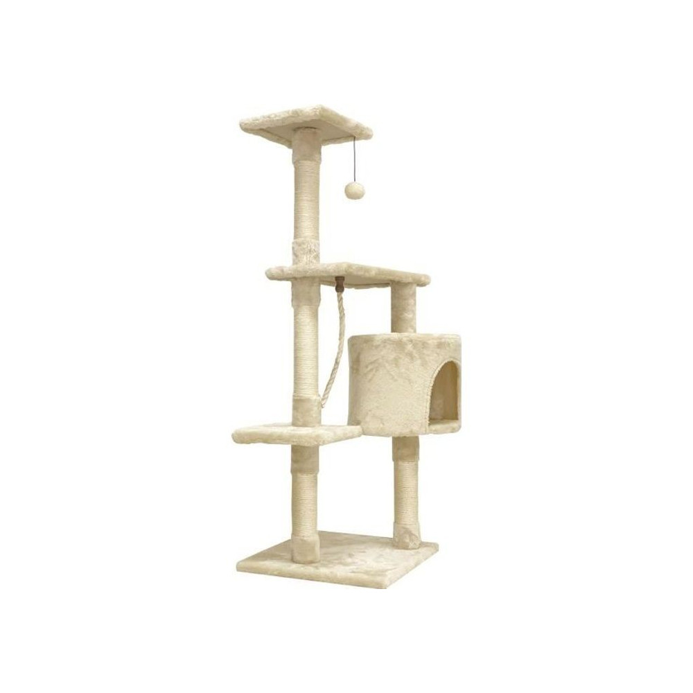 PALOMA Arbre a chat beige 40 x 40 x 114cm - 3 plateformes, 1 corde, 1