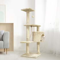 PALOMA Arbre a chat beige 40 x 40 x 114cm - 3 plateformes, 1 corde, 1