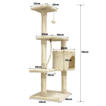 PALOMA Arbre a chat beige 40 x 40 x 114cm - 3 plateformes, 1 corde, 1