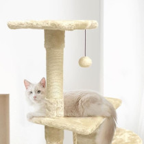 PALOMA Arbre a chat beige 40 x 40 x 114cm - 3 plateformes, 1 corde, 1