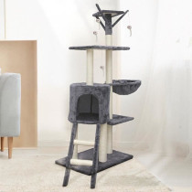 JIPSY Arbre a chat gris 79 x 34 x 138 cm - 3 plateformes, 1 perchoir,