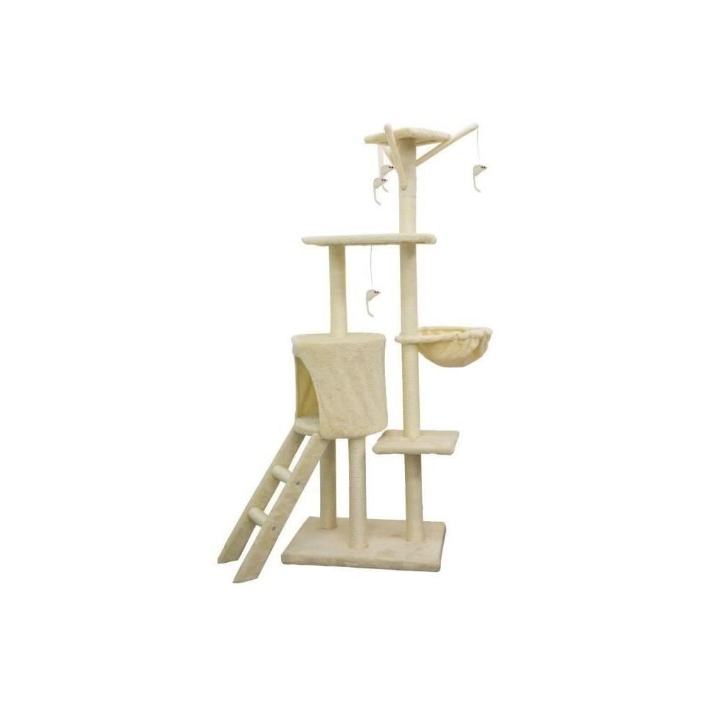 JIPSY Arbre a chat beige 79 x 34 x 138 cm - 3 plateformes, 1 perchoir,