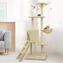 JIPSY Arbre a chat beige 79 x 34 x 138 cm - 3 plateformes, 1 perchoir,