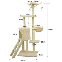 JIPSY Arbre a chat beige 79 x 34 x 138 cm - 3 plateformes, 1 perchoir,